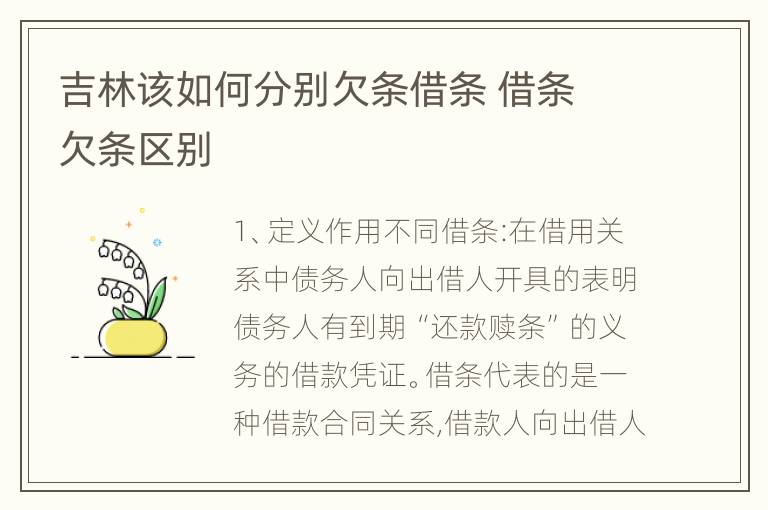 吉林该如何分别欠条借条 借条 欠条区别