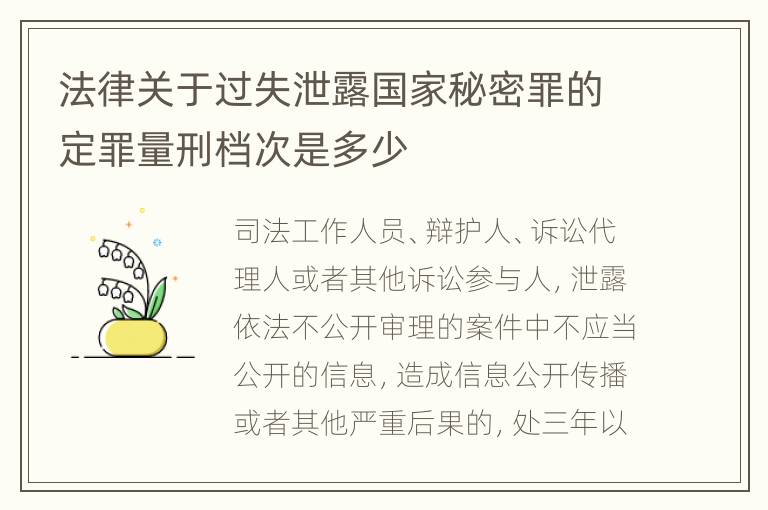 法律关于过失泄露国家秘密罪的定罪量刑档次是多少