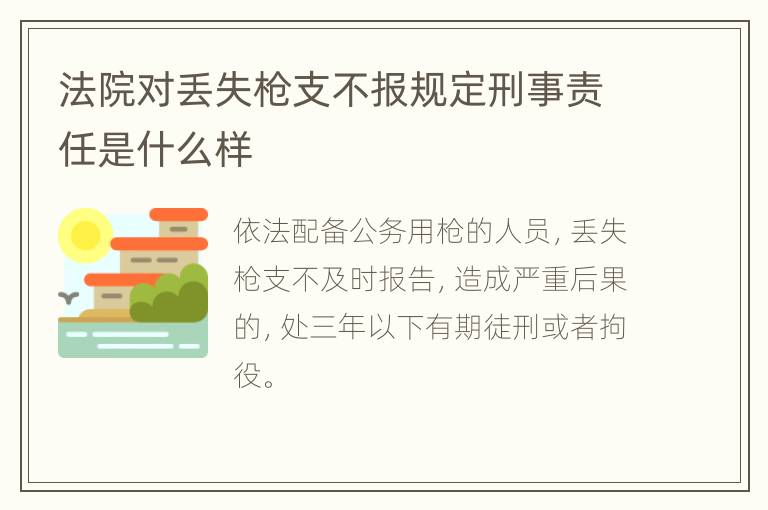 法院对丢失枪支不报规定刑事责任是什么样