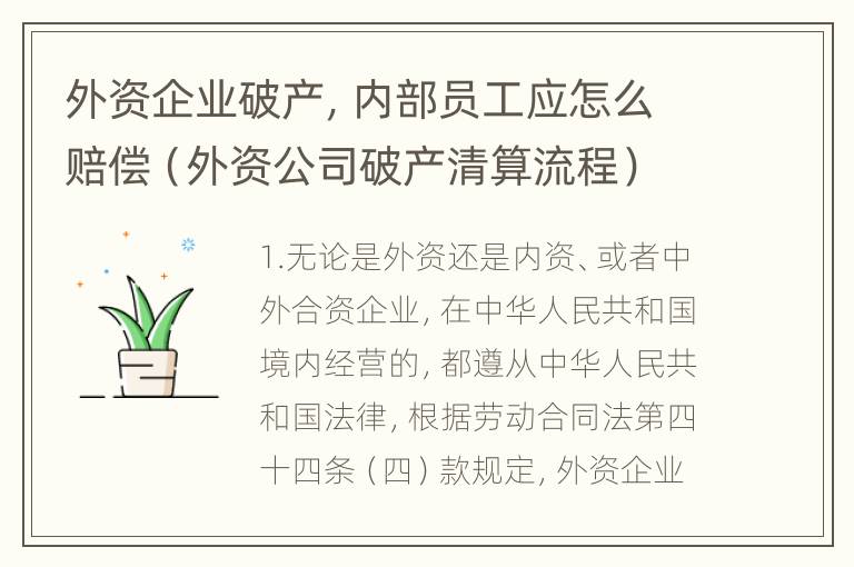 外资企业破产，内部员工应怎么赔偿（外资公司破产清算流程）