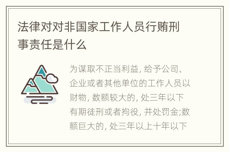 法律对对非国家工作人员行贿刑事责任是什么