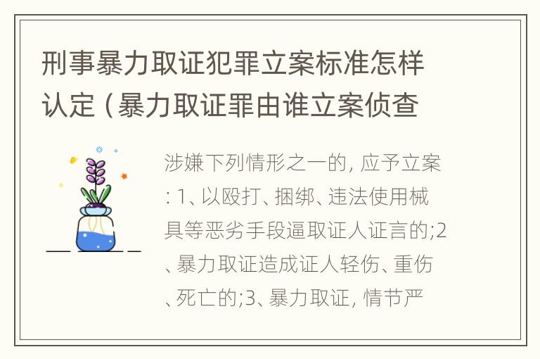 刑事暴力取证犯罪立案标准怎样认定（暴力取证罪由谁立案侦查）