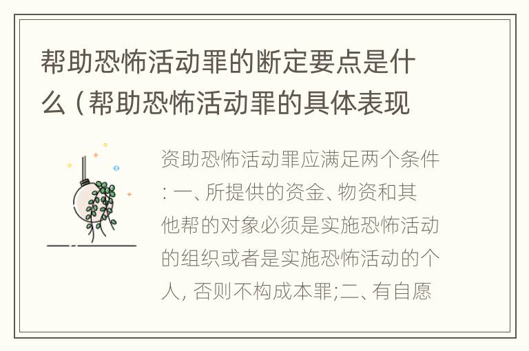 帮助恐怖活动罪的断定要点是什么（帮助恐怖活动罪的具体表现）