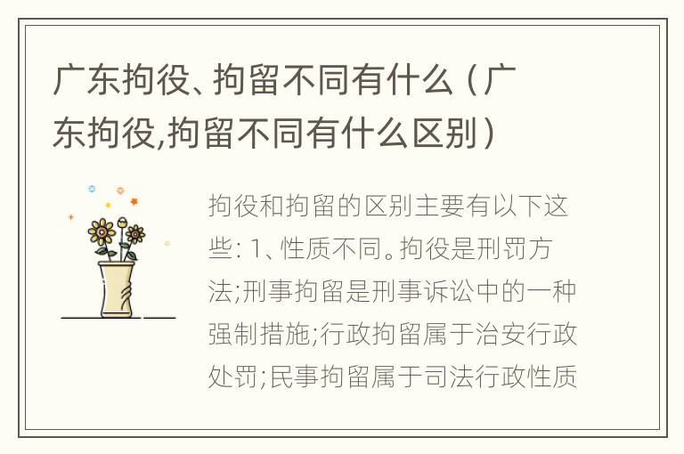 广东拘役、拘留不同有什么（广东拘役,拘留不同有什么区别）