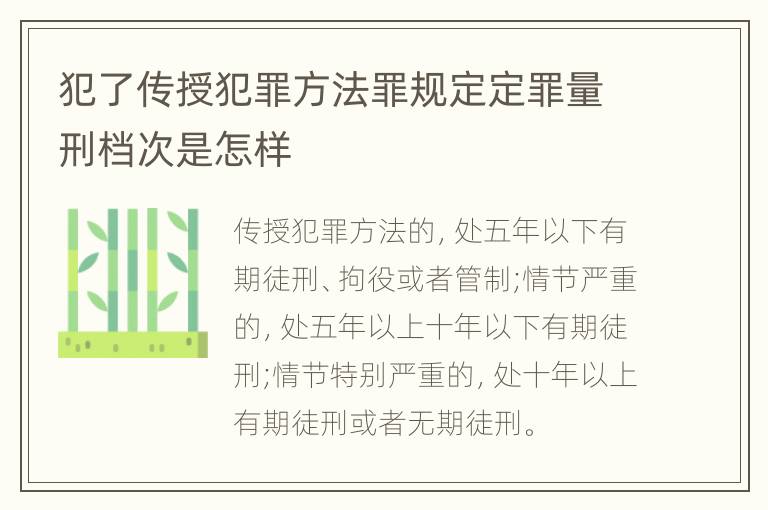 犯了传授犯罪方法罪规定定罪量刑档次是怎样