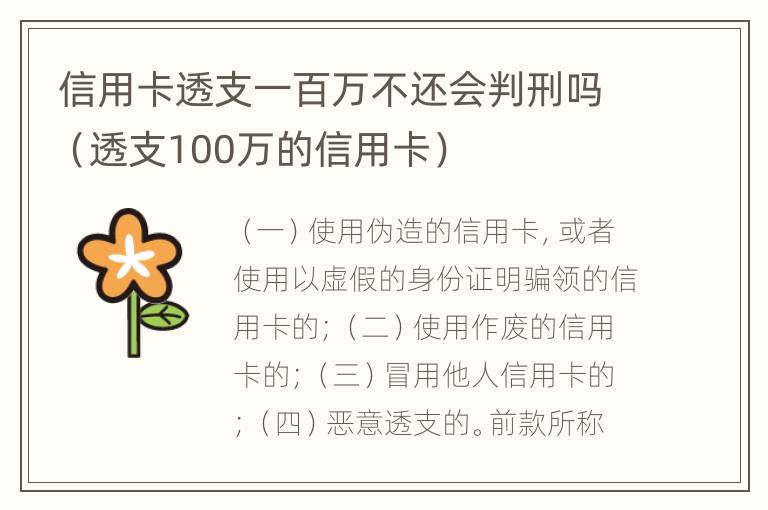 信用卡透支一百万不还会判刑吗（透支100万的信用卡）