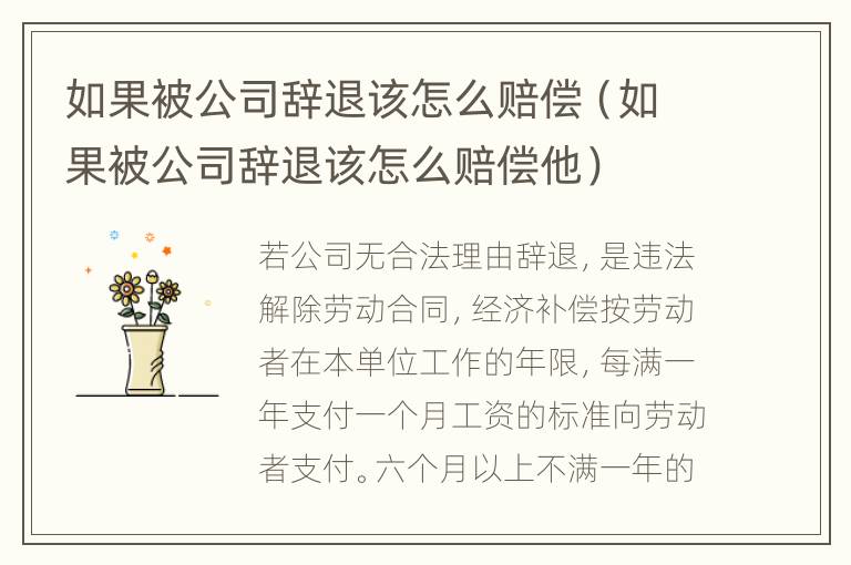 如果被公司辞退该怎么赔偿（如果被公司辞退该怎么赔偿他）