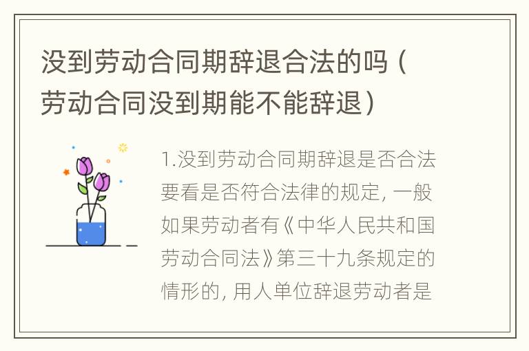 没到劳动合同期辞退合法的吗（劳动合同没到期能不能辞退）