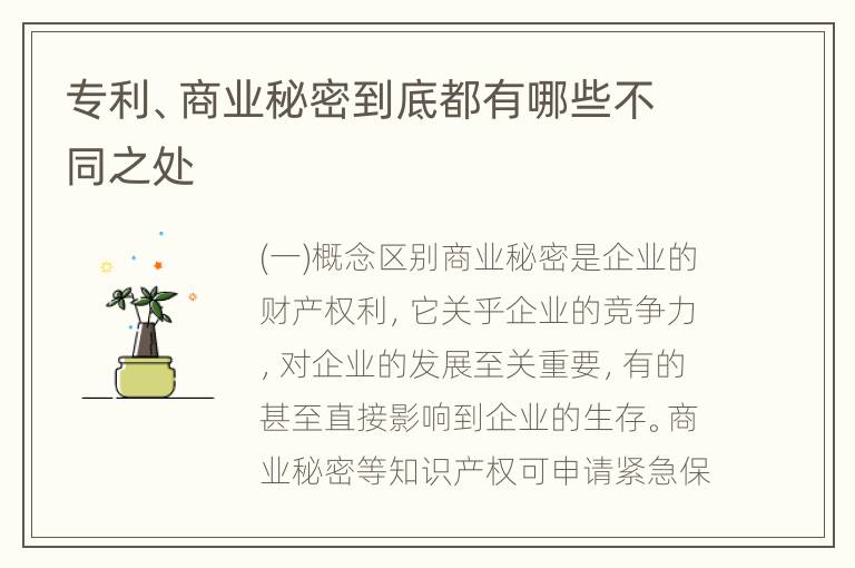 专利、商业秘密到底都有哪些不同之处