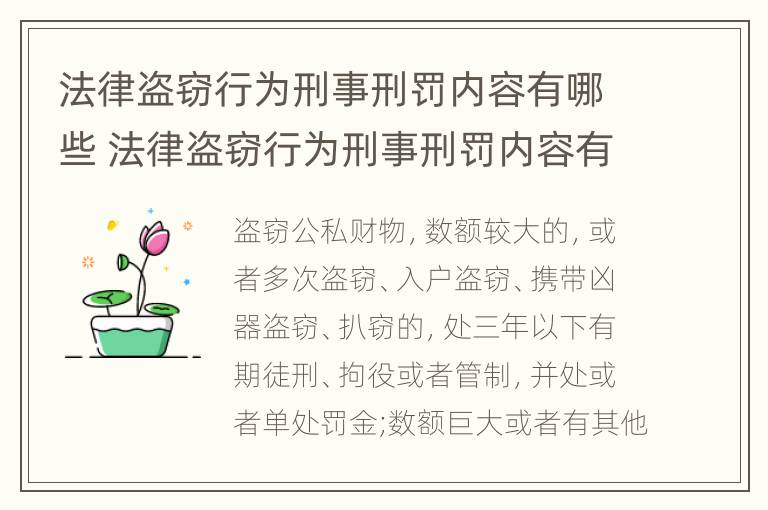 法律盗窃行为刑事刑罚内容有哪些 法律盗窃行为刑事刑罚内容有哪些方面