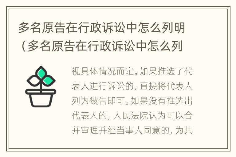 多名原告在行政诉讼中怎么列明（多名原告在行政诉讼中怎么列明程序）