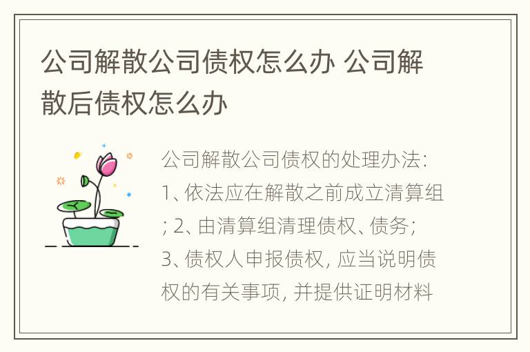 公司解散公司债权怎么办 公司解散后债权怎么办