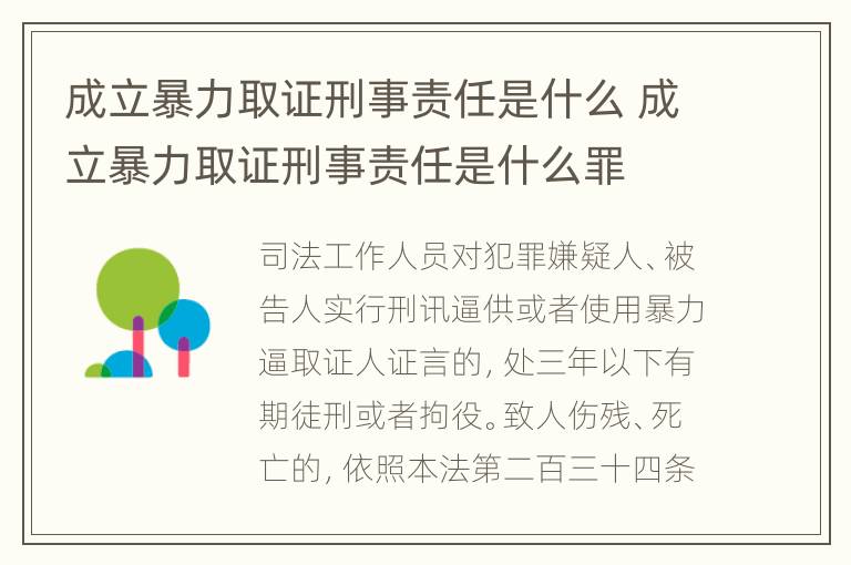 成立暴力取证刑事责任是什么 成立暴力取证刑事责任是什么罪