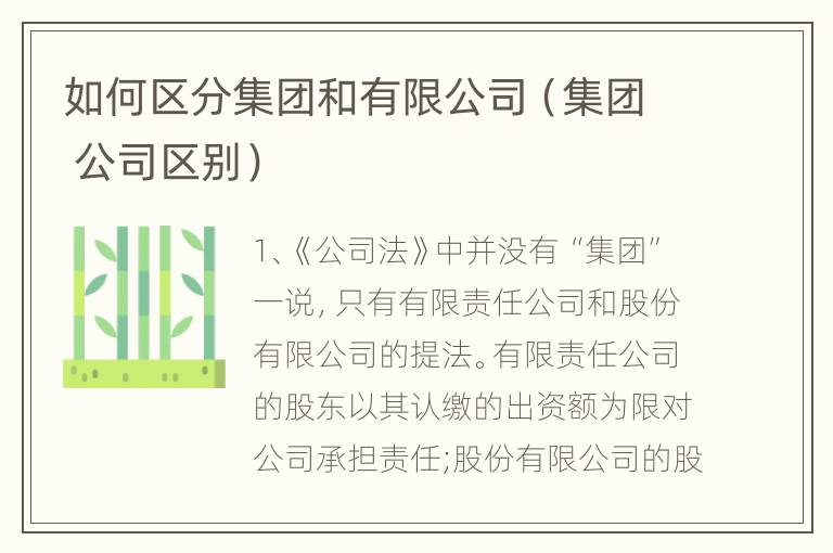 如何区分集团和有限公司（集团 公司区别）