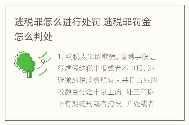 逃税罪怎么进行处罚 逃税罪罚金怎么判处