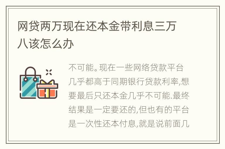 网贷两万现在还本金带利息三万八该怎么办