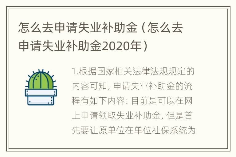 怎么去申请失业补助金（怎么去申请失业补助金2020年）