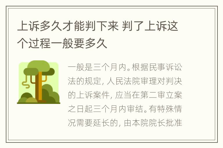 上诉多久才能判下来 判了上诉这个过程一般要多久