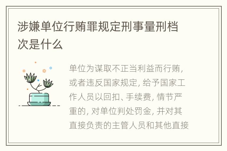 涉嫌单位行贿罪规定刑事量刑档次是什么