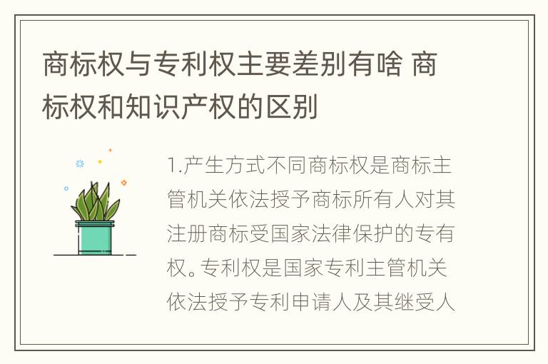 商标权与专利权主要差别有啥 商标权和知识产权的区别