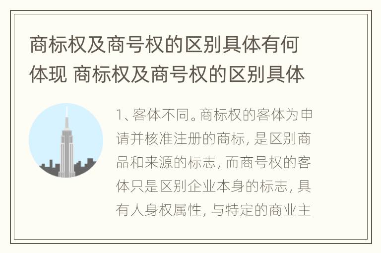 商标权及商号权的区别具体有何体现 商标权及商号权的区别具体有何体现和意义