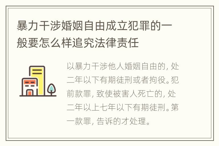 暴力干涉婚姻自由成立犯罪的一般要怎么样追究法律责任