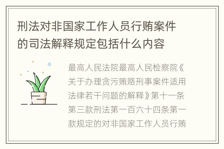 刑法对非国家工作人员行贿案件的司法解释规定包括什么内容