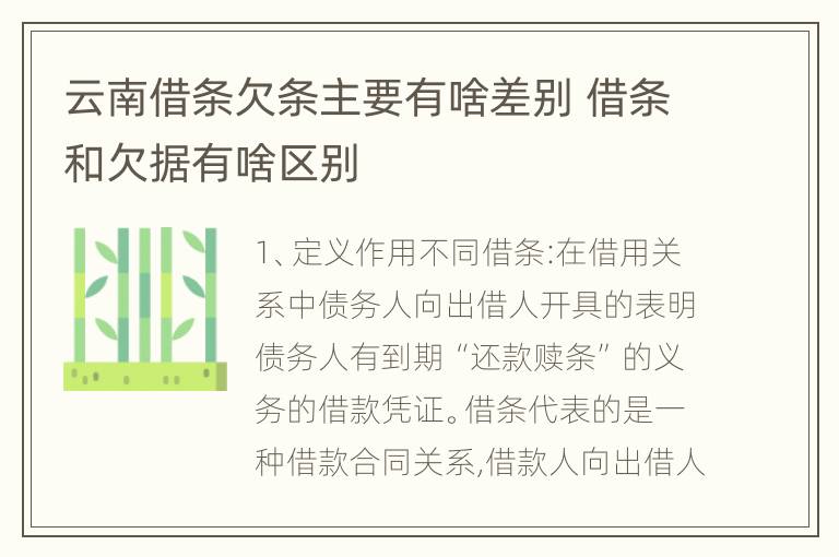 云南借条欠条主要有啥差别 借条和欠据有啥区别