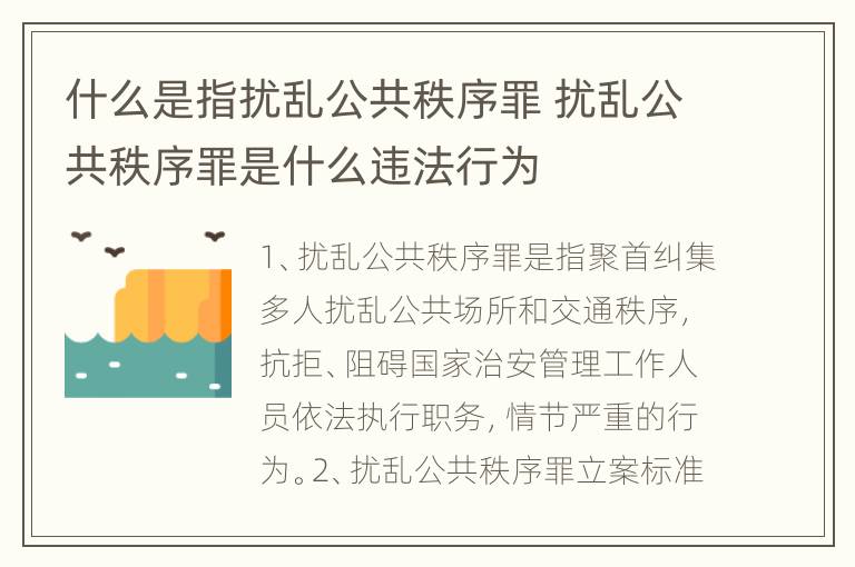 什么是指扰乱公共秩序罪 扰乱公共秩序罪是什么违法行为