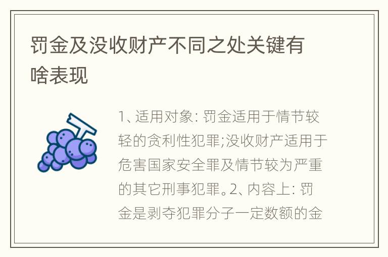 罚金及没收财产不同之处关键有啥表现