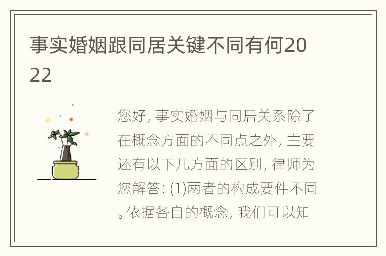 事实婚姻跟同居关键不同有何2022