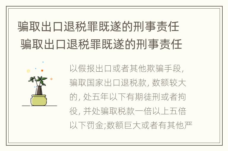 骗取出口退税罪既遂的刑事责任 骗取出口退税罪既遂的刑事责任是什么