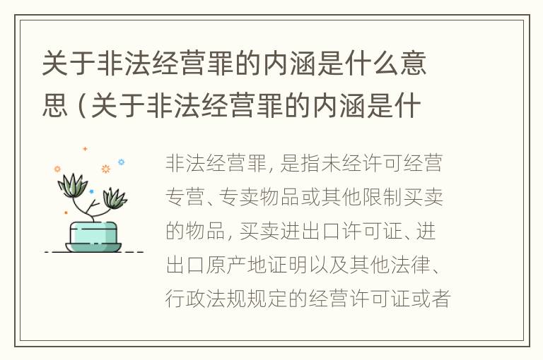 关于非法经营罪的内涵是什么意思（关于非法经营罪的内涵是什么意思啊）