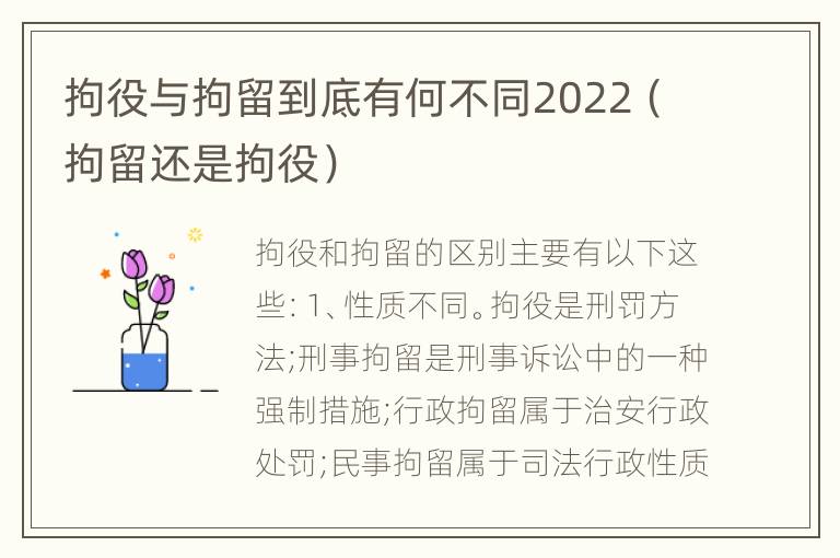 拘役与拘留到底有何不同2022（拘留还是拘役）