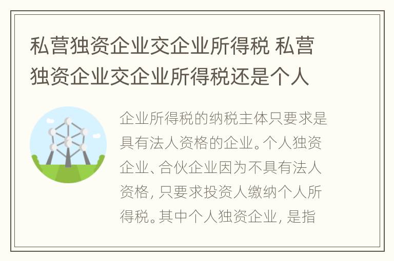 私营独资企业交企业所得税 私营独资企业交企业所得税还是个人所得税