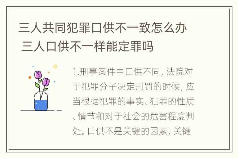 三人共同犯罪口供不一致怎么办 三人口供不一样能定罪吗