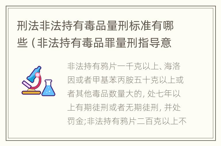 刑法非法持有毒品量刑标准有哪些（非法持有毒品罪量刑指导意见）