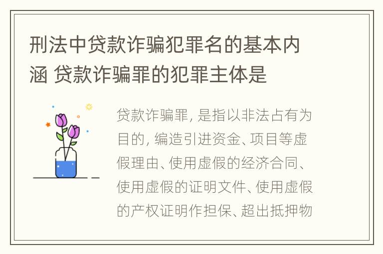 刑法中贷款诈骗犯罪名的基本内涵 贷款诈骗罪的犯罪主体是