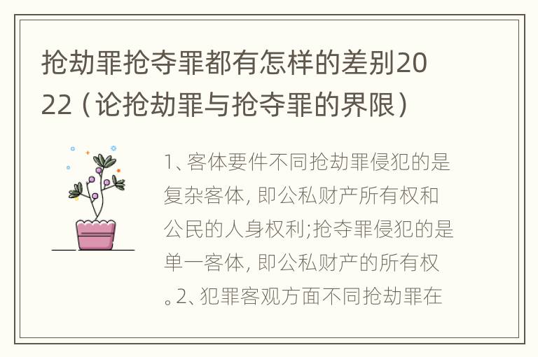 抢劫罪抢夺罪都有怎样的差别2022（论抢劫罪与抢夺罪的界限）