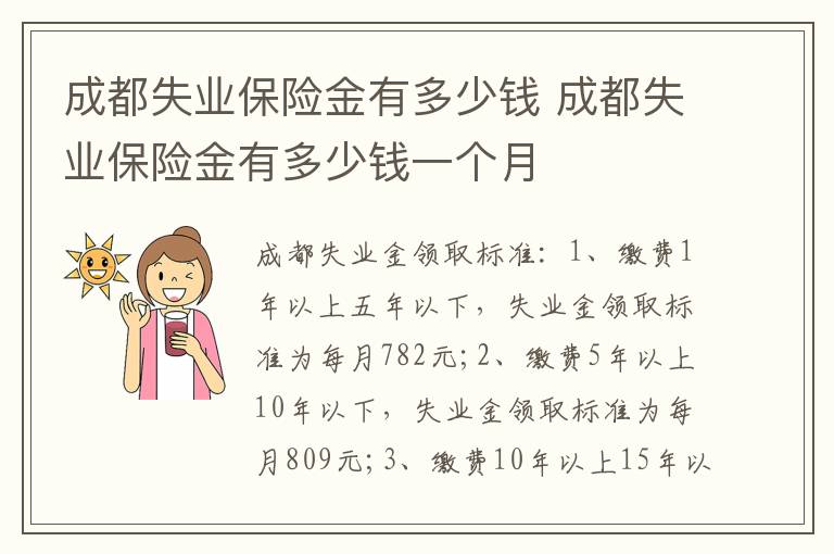 成都失业保险金有多少钱 成都失业保险金有多少钱一个月