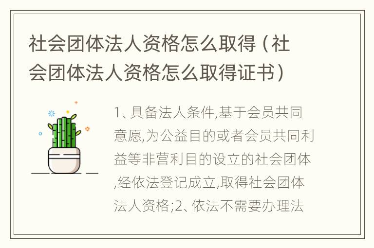 社会团体法人资格怎么取得（社会团体法人资格怎么取得证书）