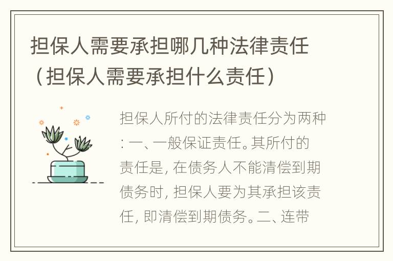 担保人需要承担哪几种法律责任（担保人需要承担什么责任）