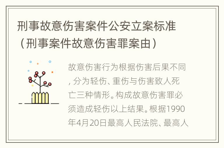 刑事故意伤害案件公安立案标准（刑事案件故意伤害罪案由）