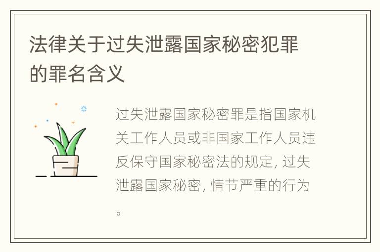 法律关于过失泄露国家秘密犯罪的罪名含义