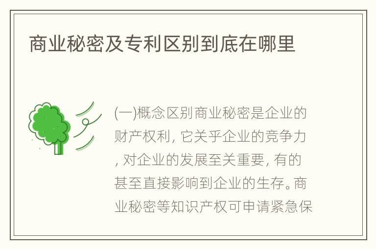 商业秘密及专利区别到底在哪里