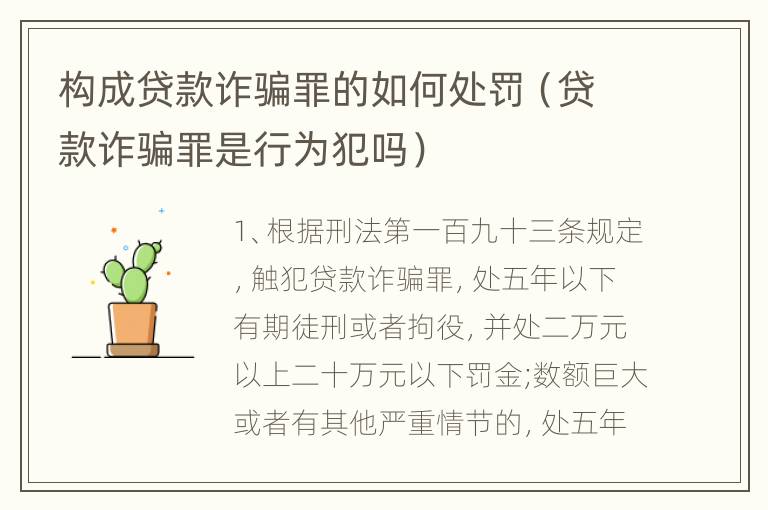 构成贷款诈骗罪的如何处罚（贷款诈骗罪是行为犯吗）