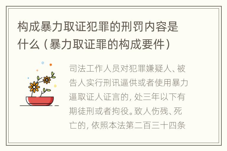 构成暴力取证犯罪的刑罚内容是什么（暴力取证罪的构成要件）