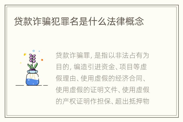 贷款诈骗犯罪名是什么法律概念