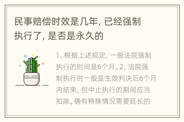 民事赔偿时效是几年，已经强制执行了，是否是永久的