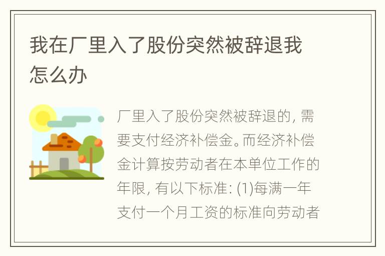 我在厂里入了股份突然被辞退我怎么办